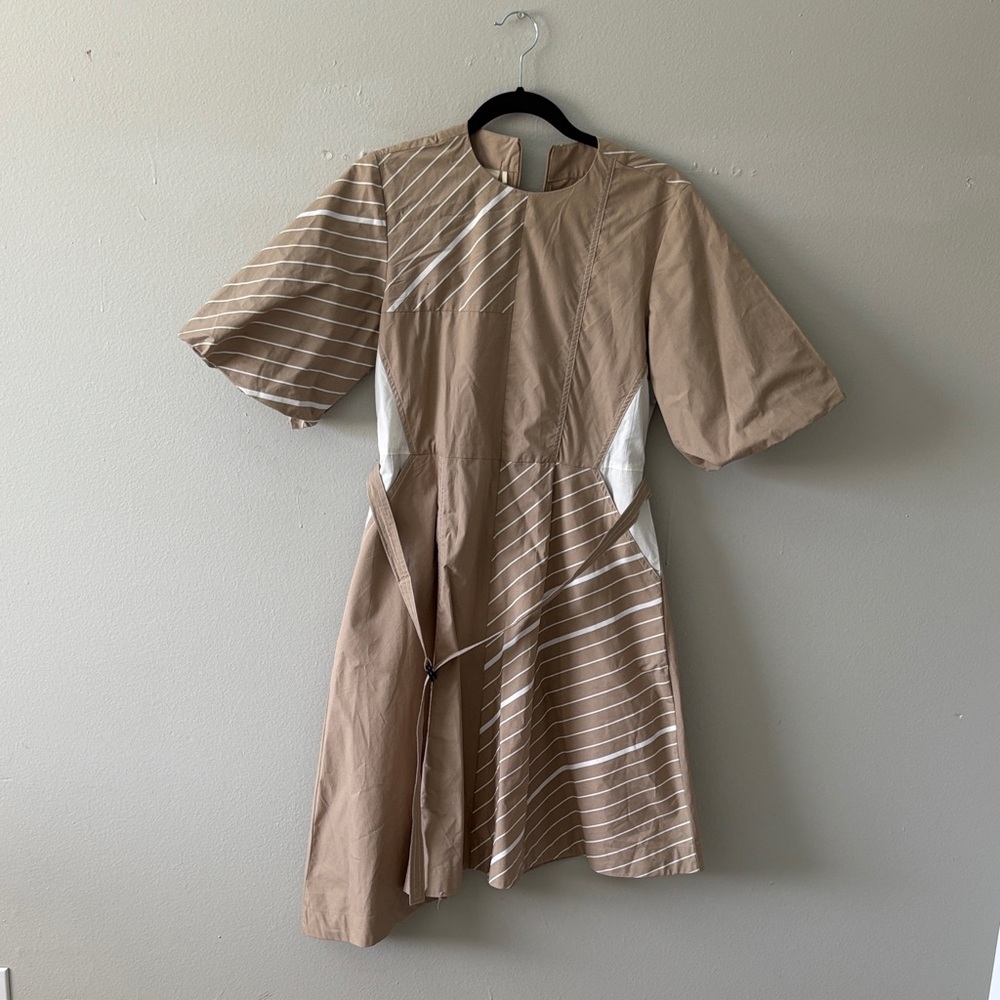 Elegant Tan Striped Dress